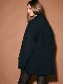 KIZN Vestido blazer de manga larga con escote en V profundo y detalle de cinturón en la cintura para ocasiones formales de oficina y fiestas - Rojo cereza - Ver 2