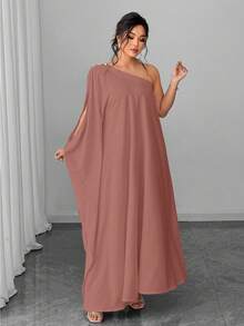 Elenzga Đầm tay cánh dơi cài nút cổ chéo dành cho nữ - Bụi hồng - Xem 4