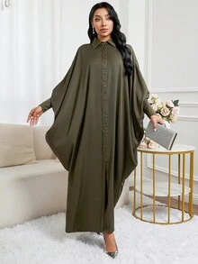 Al Najma 女士土耳其长裙和阿拉伯传统长袍 - 橄欖綠 - 查看 1