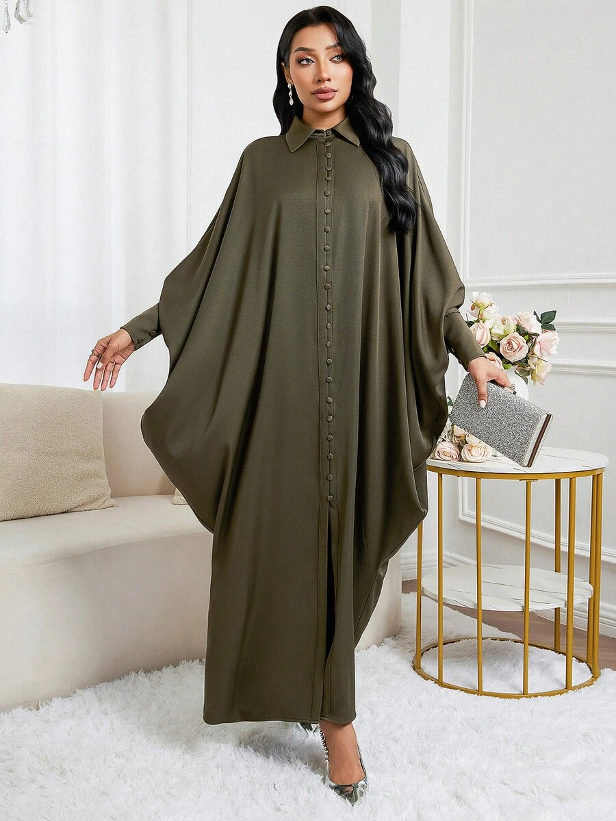 Al Najma 女士土耳其长裙和阿拉伯传统长袍 - 橄欖綠 - 查看 1