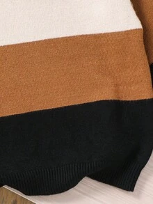 SHEIN Bébé garçon/fille pull à col roulé en tricot doux à blocs de couleurs, manches longues avec demi-zip - Multicolore - Voir 6