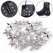 50/100pcs/Pack Metal Silver Star Rivets DIY Clothes Shoes Bags Handmade Clothing Accessories Punk Leather Studs Spikes Spots Nails Head Buttons
