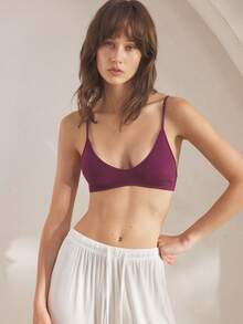 Ocili Purple Rib-Knit Crop Bralette With Adjustable Straps For Casual Comfort - Purple - View 5