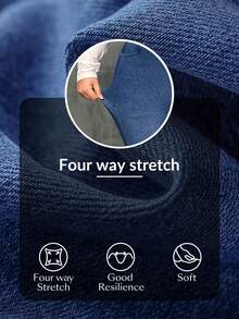 Flexra 大码女式针织牛仔紧身裤，运动风格 - 中等水洗藍 - 查看 8