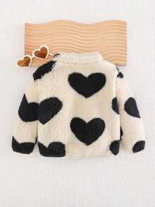 Cozy Pixies Baby Girl Casual Versatile White Base Pink Floral Print Stand Collar Long Sleeve Cardigan Cheetah Print Baby Clothes Baby Clothes Girl Fall Sweater Cow Print Baby Clothes Animal Print Clothes Toddler Christmas - Multicolor - View 2