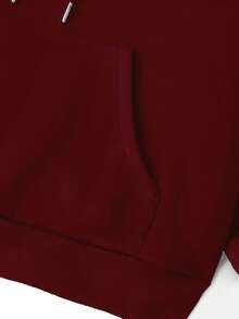 SHEIN EZwear Felpa con collo alto e mezza chiusura lampo, in pile, casual e ampia, con coulisse, colore bordeaux, adatta per l'autunno/inverno - Bordò - Visualizzare 5