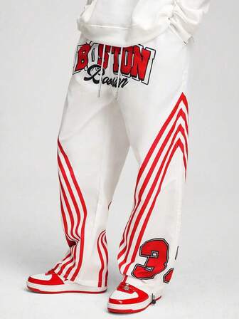 Street Life Men's Simple Letter Print Pocket Casual Pants, Fall