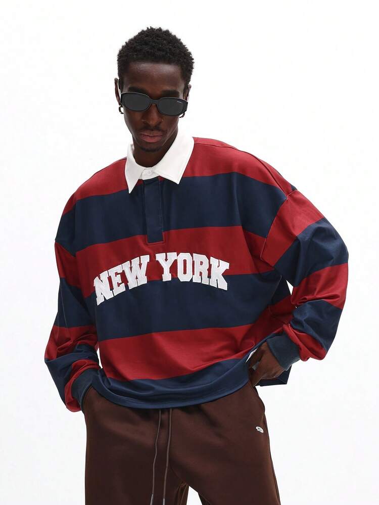 Langärmliges gestreiftes Rugby-Poloshirt