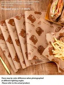 50/100Sheets Sandwich Wrapping Papers Sheet,Baking Wax Paper , Sandwich Packaging Paper,Food Oil Absorbent Paper Greaseproof Paper Gasket Paper Fried Chicken Greaseproof Paper - Brown - View 5