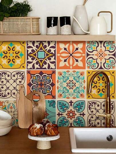 30pcs 4x4 Inch Sticker Set Mexican Tile Tile Stickers Decorative Tiles Wall Stickers Tile Stickers Peel And Stick Wall Decals