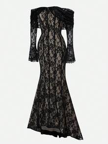 Glisette 1 chiếc váy bodycon tay loe hở vai dành cho nữ - màu đen - Xem 3
