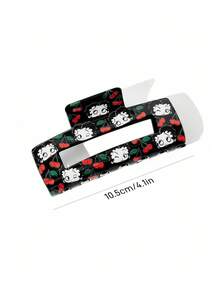 Betty Boop x SHEIN Fashionable Versatile Square Pink Big Hairgrip, Can Clip More Hair, Inspired By Birthday Cake,Gift Ideas,Party,Holiday,Valentine's Day - Black - View 4