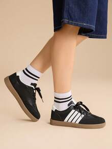 CUCCOO EASI 女士圆头休闲百搭运动鞋 - 黑與白 - 查看 9