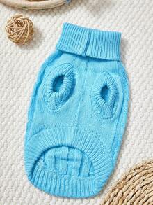 PETSIN 一件蓝色短款秋冬加厚针织防风保暖休闲宠物毛衣 - 藍色 - 查看 10