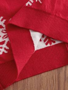 SWAVVY Men's Snowflake Pattern Long Sleeve Knitted Cardigan, Fashion For Autumn/Winter, Christmas - Red - View 7