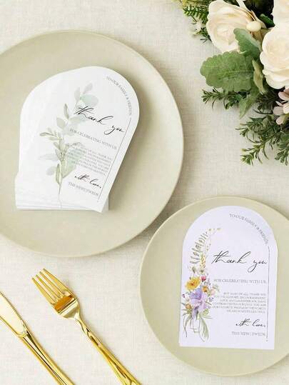 50 st/100 st blommiga tackkort, lämpliga för bröllop, mottagning, repetitionsmiddag, fest, evenemang och firande, oumbärliga som bröllopspresent