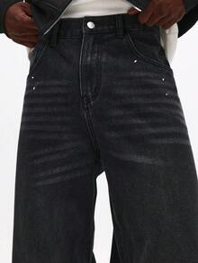 SUMWON Painted Baggy Wide Leg Denim Jeans With Paint Splatter Details For Streetwear Style