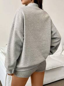 INAWLY 宽松休闲立领半拉链女式运动衫