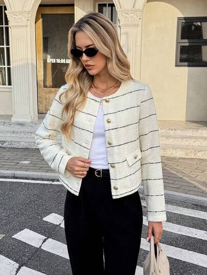 SHEIN Frenchy Abrigos largos de mujer de mezcla de lana versátiles, adecuados para ir al trabajo y uso casual