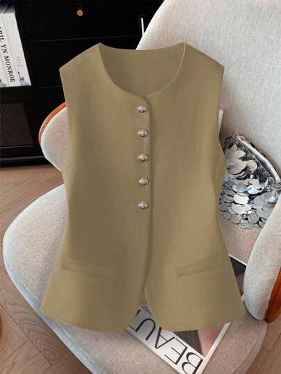 GlowEve CURVE 新款翻领宽松背心外套，适合春秋季，加大码女装