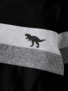 SHEIN Genkimix Kids 1pc Young Boy Casual Sports Streetwear Cute Dinosaur Print Patchwork Sweatshirt, Suitable For Daily Wear, School, Outings, Sports, Spring/Summer. Provides Multiple Matching Options For S, Increasing The Diversity Of Combinations. The Overall Design Is Simple And Generous, Comfortable And Fashionable To Wear. - Multicolor - View 5