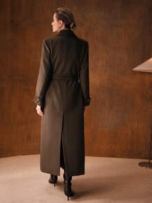 MOTF PREMIUM AUTUMN/WINTER WOOL DOUBLE BREASTED OVERCOAT - Brown - View 8