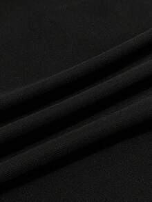 女式黑色背心，饰有红色五角星和美式休闲简约性感个性化家居街头垃圾摇滚街头服饰女孩图形印花 - 黑色 - 查看 5