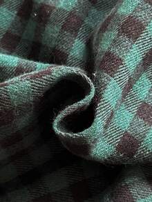 Vintaside Kids 女童格子连衣裙田园风优雅淑女长袖棉麻面料适合春秋过渡季节 - 綠色 - 查看 5