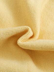 SHEIN Vintaside Kids 女婴针织毛衣套装，婴幼儿黄色长袖毛衣上衣 + 毛衣裤两件套，提花图案带荷叶边，适合秋冬季日常穿着、外出旅行 - 黃色 - 查看 7