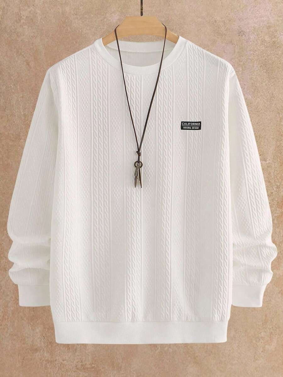 HIMLAND Men's Casual Letter Graphic Crew Neck Long Sleeve Pullover Sweatshirt, Autumn Men Sweatshirt Men Tops Long Sleeve Men Tops Men S Long Sleeve T Shirts, For Fall Winter