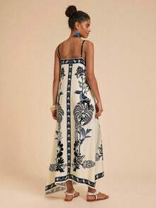 Travachic 女式休闲波西米亚无袖中长连衣裙 - 杏色 - 查看 6