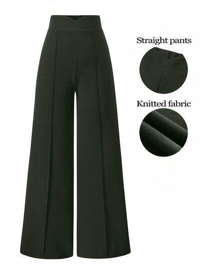 EMERY ROSE Pantalones de punto minimalistas de unicolor para mujer, uso casual de todos los días