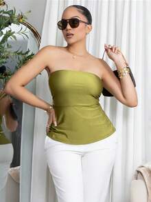 Melissa Matos Áo nữ màu trơn Giải trí - Màu xanh Ô liu - Xem 4