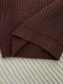 SHEIN Playful Pals 男婴圣诞时尚毛衣，适合秋冬季穿着 - 咖啡棕 - 查看 6