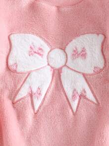 Genkimix Kids 2件套女童毛绒格子长袖上衣和裤子休闲舒适柔软睡衣套装 - 粉色 - 查看 5