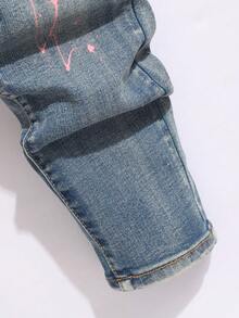 Manfinity Homme 男士修身破洞口袋休闲牛仔裤 男士破洞牛仔裤 街头潮流牛仔裤 - 淺色水洗藍 - 查看 7