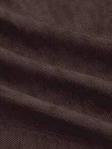 ROMWE Goth Women's Cross Rhinestone Mesh Side Ruched Halter Neck Camisole - Coffee Brown - View 4