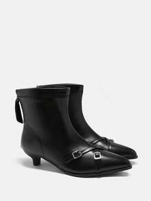 CUCCOO CURVES Plus Size Women's Wide Fit Brown High Heel Ankle Boots, Versatile & Stylish Boots For Wide Calves - Black - View 2