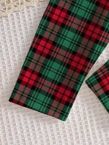 2 件套男婴圣诞字母印花针织圆领长袖运动衫上衣和格子圣诞树全身印花松紧腰裤，婴幼儿服装套装，圣诞快乐，适合节日、派对、日常休闲、聚会、春秋冬，6 个月至 3 岁 - 綠色 - 查看 4