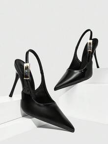 CUCCOO SZL Women's Minimalist Solid Color -On High Heel Pumps, Suitable For Commuting & Casual Wear