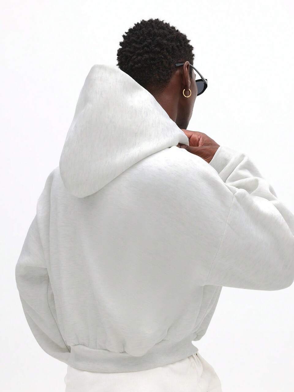 Cropped Zip Through Hooded Sweatshirt