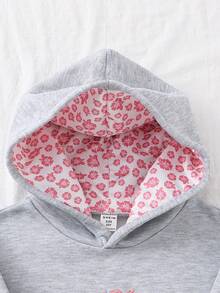 少女休闲可爱粉色蝴蝶结刺绣卫衣 - 灰色 - 查看 4