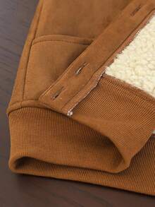 SHEIN LUNE Damen Lässig Fleece Taschen Fliegerjacke