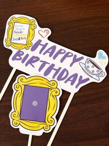 FRIENDS X SHEIN 8 Pcs Birthday Party Decoration Plugin, Dessert Cupcake Decoration Plugin, Cake Decoration