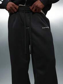 PLAYBOY X SUMWON Wide Leg High Rise Pleated Drawstring Sweatpants With Side Pockets For Casual Winter Loungewear - Black - View 5