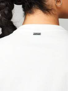 Missguided x Playboy Oversized Embossed Graphic Crew Neck T-Shirt Cotton Casual Streetwear Top Short Sleeve - White - View 3