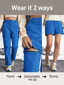 In My Nature Women's Detachable 2-Section Outdoor Camping Hiking City Commute Pants - Blue - View 2