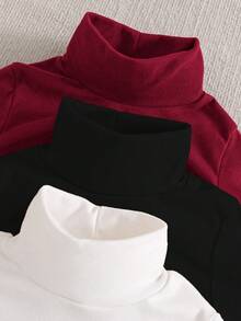 Sparklyn 3件套青少年女孩休闲猫咪印花高领长袖保暖内衬T恤 - 彩色 - 查看 4