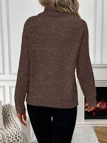 SHEIN Women's Basic Casual Turtleneck Long Sleeve Pullover Sweater, Christmas - Rusty Rose - View 2