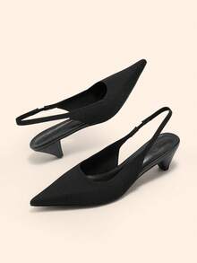 CUCCOO BASICS 女士尖头细高跟露背黑色高跟鞋，时尚优雅，美观高端风格，适合春季休闲装 - 黑色 - 查看 7